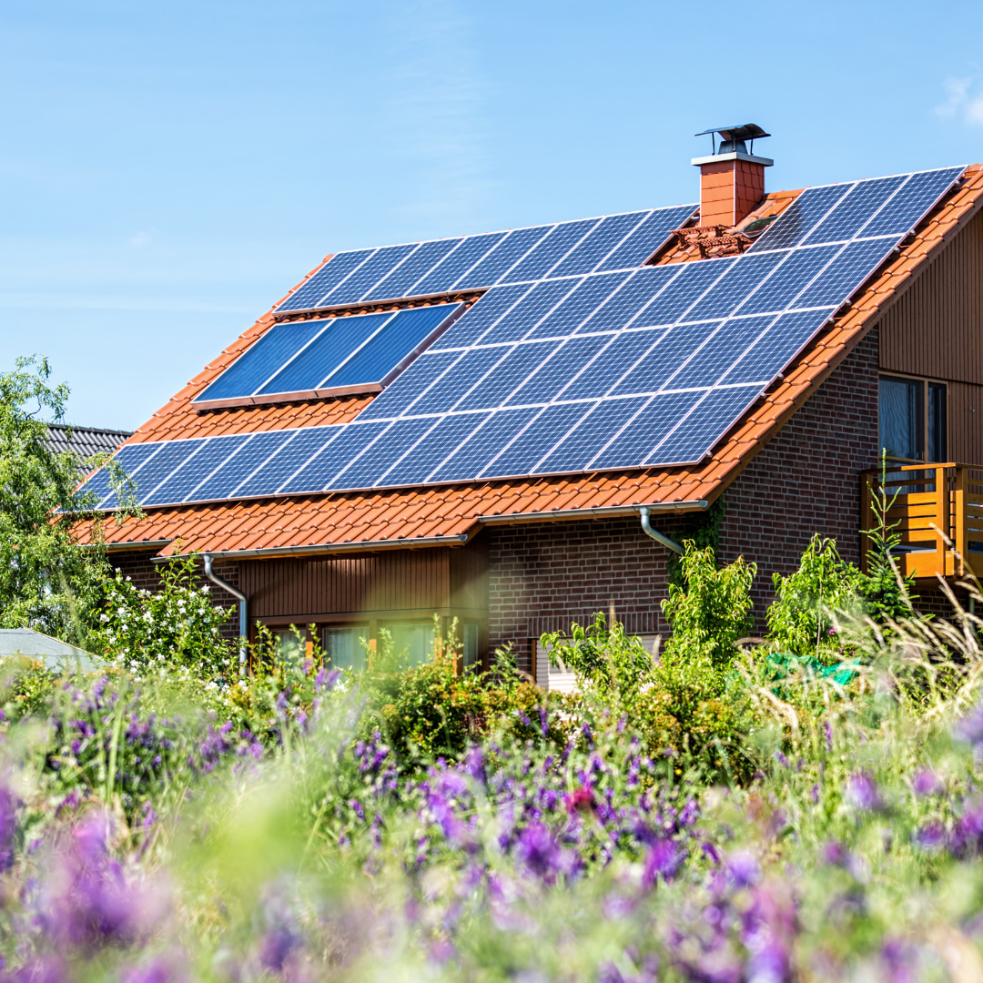 Home with solar panels on the roof